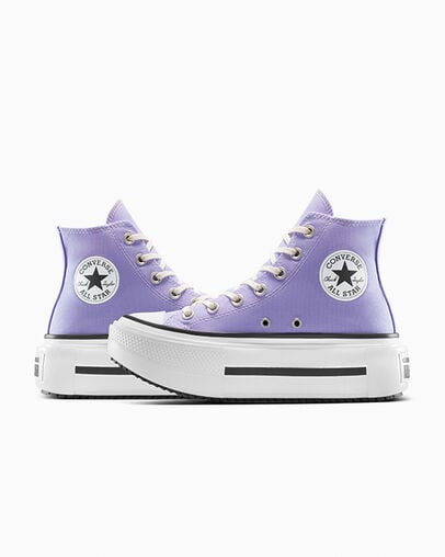Chuck Taylor All Star Lift Double Stack Platform Canvas Violet Heat/Egret/Black, Detail Angle View