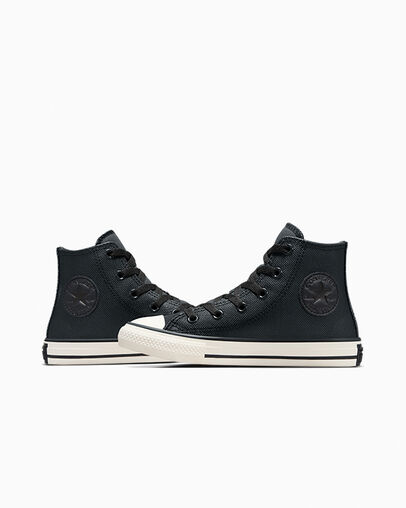 Chuck Taylor All Star Water-Repellent Leather Shadow Woods/Black/Egret, Detail Angle View