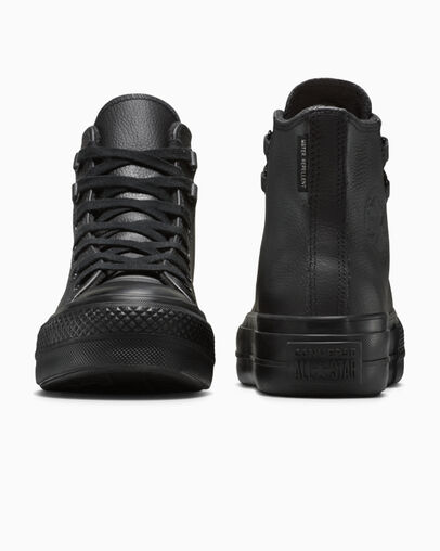 Chuck Taylor All Star Lift Platform Leather Black/Black/Black, Heel View