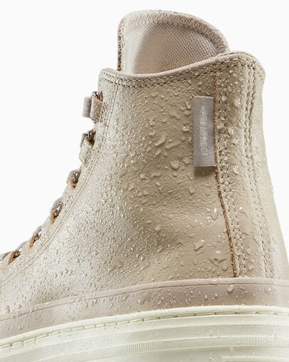 Chuck Taylor All Star Lugged Heel Platform Waterproof Leather Papyrus/Papyrus/Egret, Detail Angle View