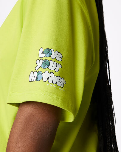 Love Your Mother Center Front T-Shirt Lime Twist, Detail View