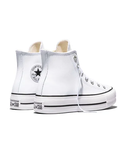 Chuck Taylor All Star Leather Platform White/Black/White, Heel View