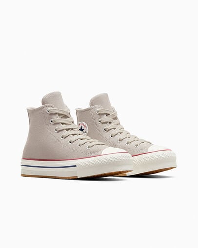 Chuck Taylor All Star EVA Lift Platform Suede Papyrus/Egret/Midnight Navy, Top and Side View