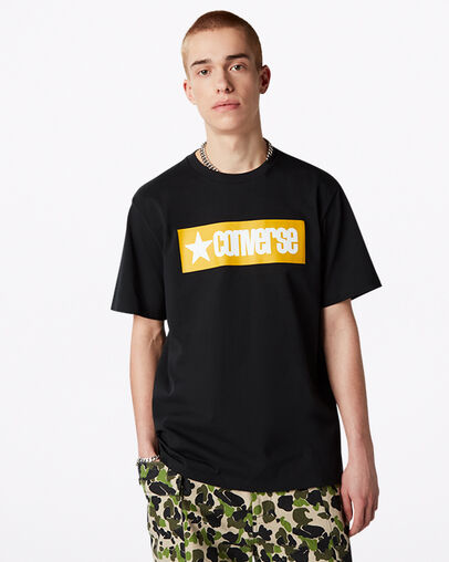 Converse Retro Box Wordmark Short Sleeve T-Shirt Converse Black, Front View