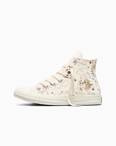 Chuck Taylor All Star Cosmic High Top Egret/Silver/Gold, Inner Side View