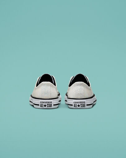 Chuck Taylor All Star Winter Glitter Argent/Noir/Blanc, Heel View