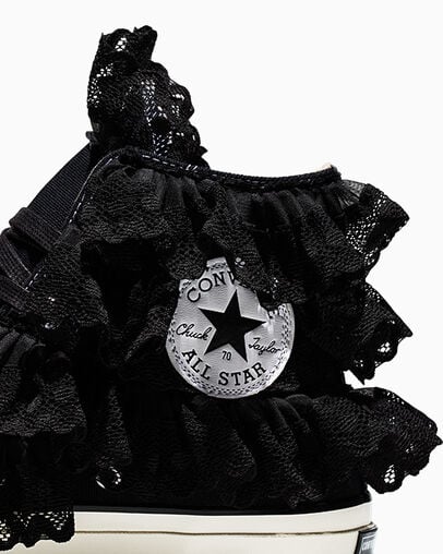 Chuck 70 3-D Flourish High Top Black Crochet, Detail Angle View
