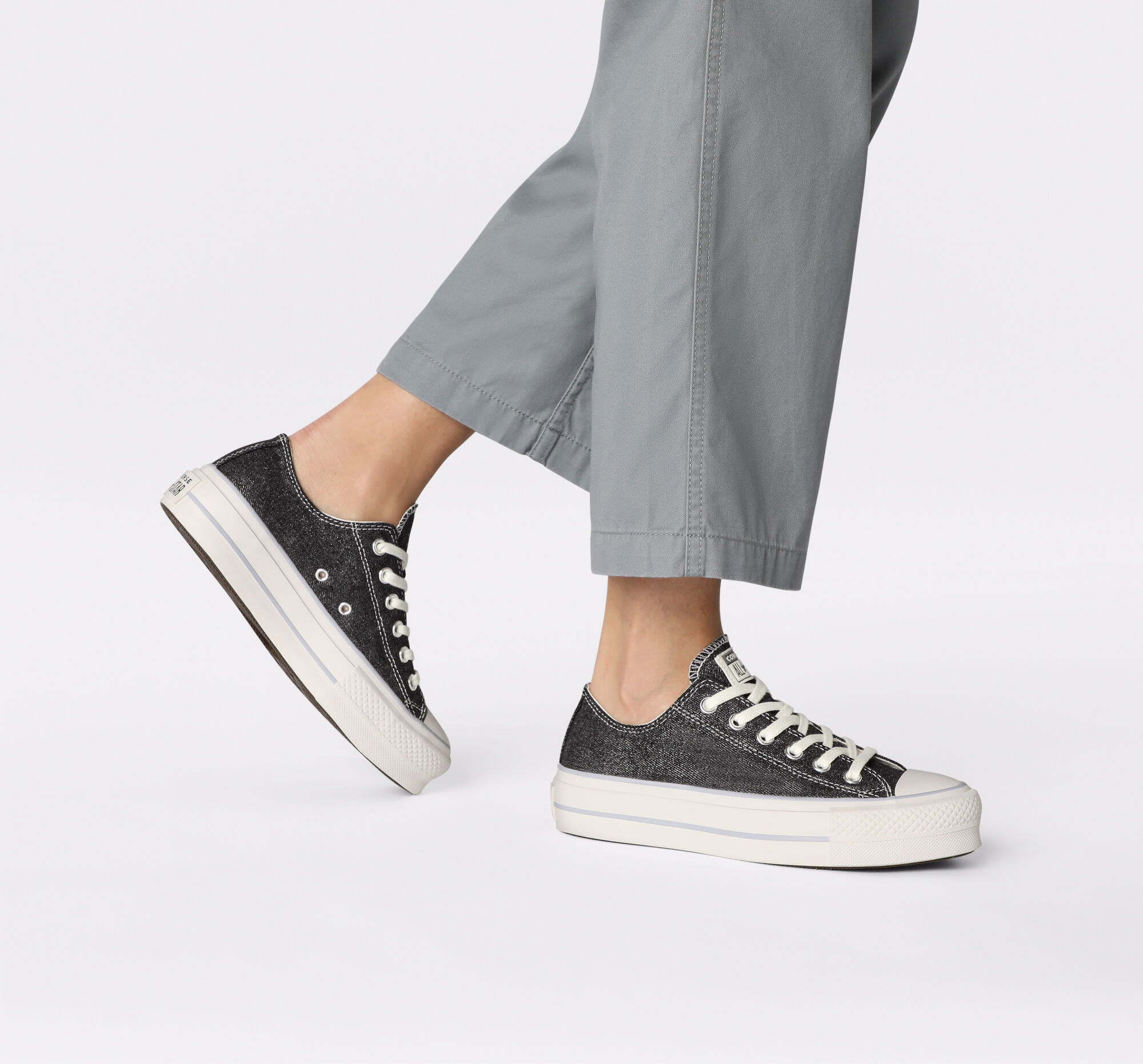 Chuck Taylor All Star Lift Platform Metallic Denim Women's LowTop Shoe