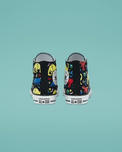 Chuck Taylor All Star Dino Class Black/Multi/White, Heel View