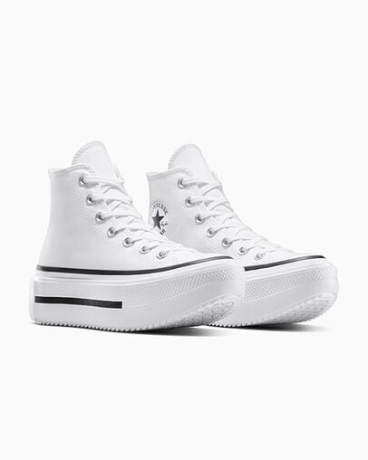 Chuck Taylor All Star Lift Double Stack Platform Canvas White/Black/White, Top and Side View