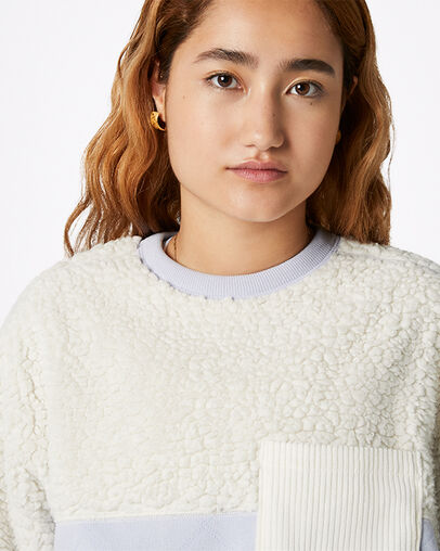 Gewatteerd shirt met ronde hals van sherpa Egret, Detail View