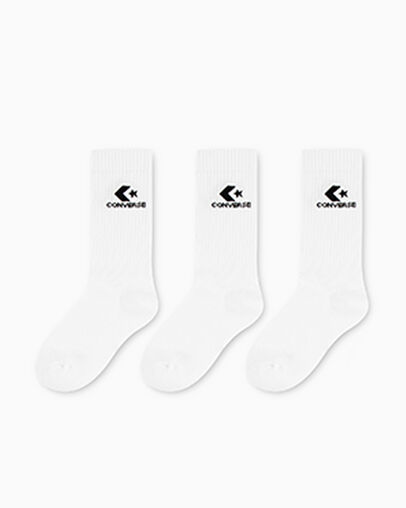 3-Pack Star Chevron Crew Socks White, Front View