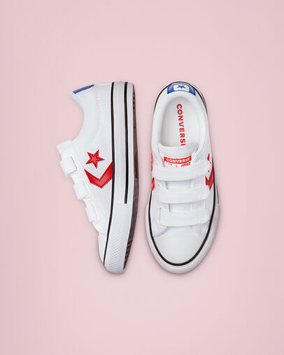 Varsity Canvas Easy-On Star Player Blanco/Rojo universitario/Azul, Top and Side View