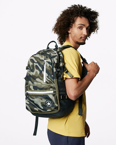Patterned Straight Edge Backpack Field Surplus Camo, Front View