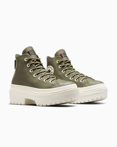 Chuck Taylor All Star Lugged Heel Platform Waterproof Utility/Garza/Negro, Top and Side View