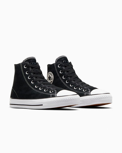 CONS Chuck Taylor All Star Pro en daim Noir/Noir/Blanc, Top and Side View
