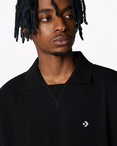 Polo Pique Negro Converse, Detail View