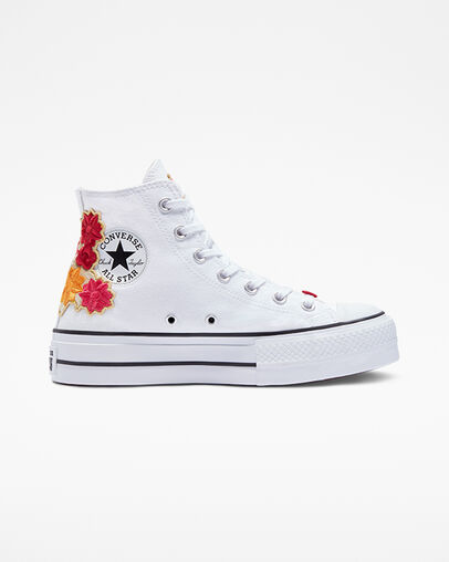 Chuck Taylor All Star Lift Platform Embroidered Flowers Fleurs brod&eacute;es, Outer Side View