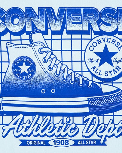 Retro Athletics Short Relaxed Sleeve T-Shirt Rained Out Blue, Full Body View