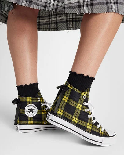 Chuck Taylor All Star Plaid Black/Yellow/White, Reflective View