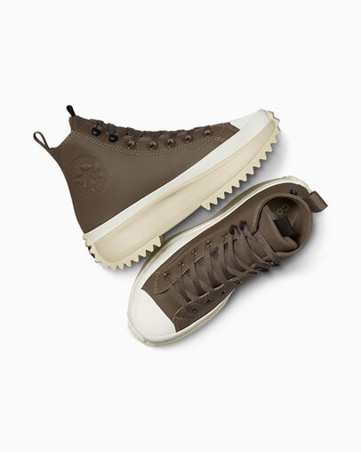 Run Star Hike Platform Weatherized Leather Trufa/Negro/Garza, Angled View