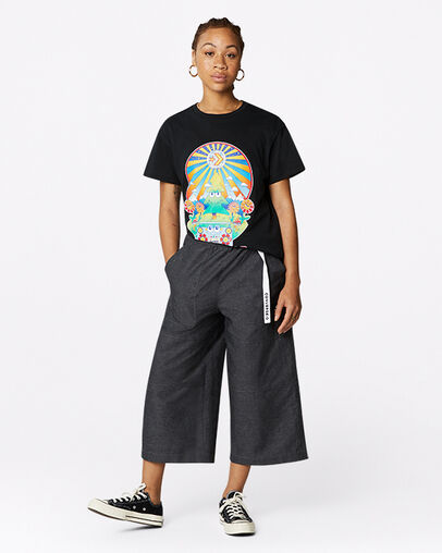 Nature Party Grafik-T-Shirt Converse Black, Full Body View