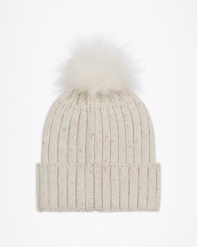 Pom Beanie Egret, 3/4 View