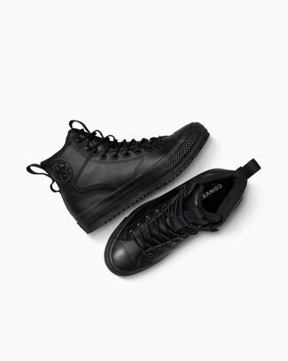 Converse Chuck Taylor All Star Water-Repellent Hiker Boot High-Top Shoe Faux Leather In Black, Size 10 - A13234C