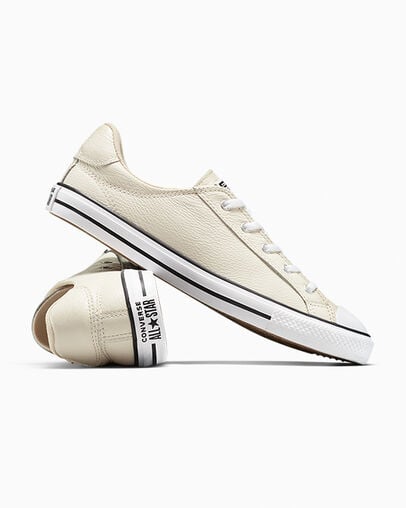 Chuck Taylor All Star Dainty Lucky Leather Egret/Black/White, Detail Angle View