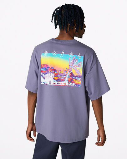 Inverted Desert Graphic T-shirt Slate Lilac, Back View