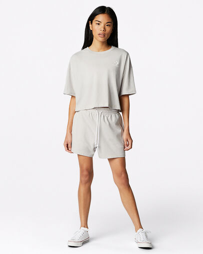 Heathered Cropped T-Shirt Natural Heather, Full Body View
