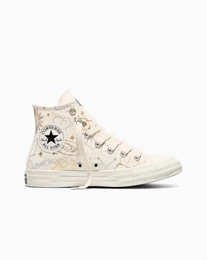 Chuck Taylor All Star Cosmic High Top Egret/Silver/Gold, Outer Side View