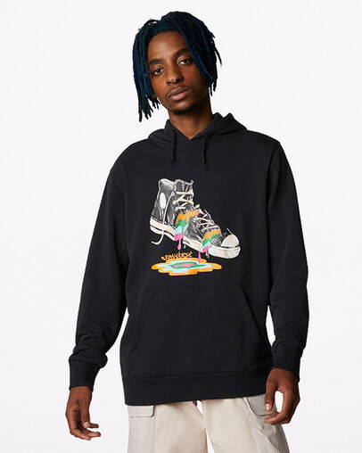 Sudadera con capucha Paint Drip Graphic Pullover Negro Converse, Front View