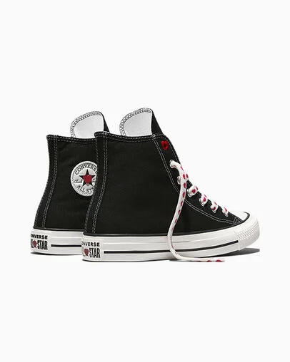 Chuck Taylor All Star Valentine's Day Black/Vintage White/Days Ahead Red, Heel View