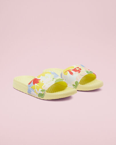 Claquette Floral Print All Star Citron clair/&Eacute;cru/Mousse rose, Angled View