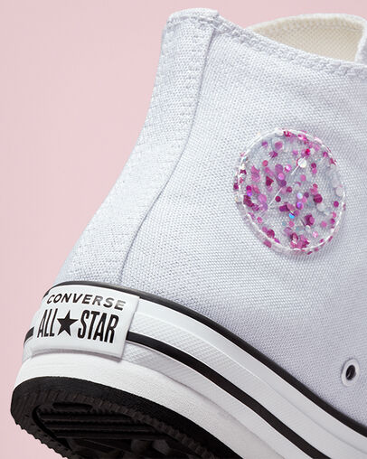 Chuck Taylor All Star Lift Platform Glitter White/Silver/Natural Ivory, Detail Angle View