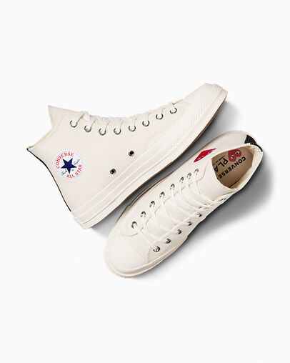PLAY Comme des Gar&ccedil;ons Single Heart Chuck 70 Bianco latte/Rosso/Nero, Angled View