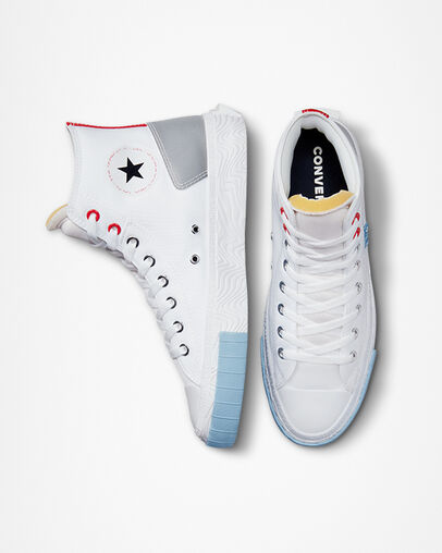 Chuck Taylor Alt Star Reflective Shine Wit/Rood/Lt Armory Blue, Angled View