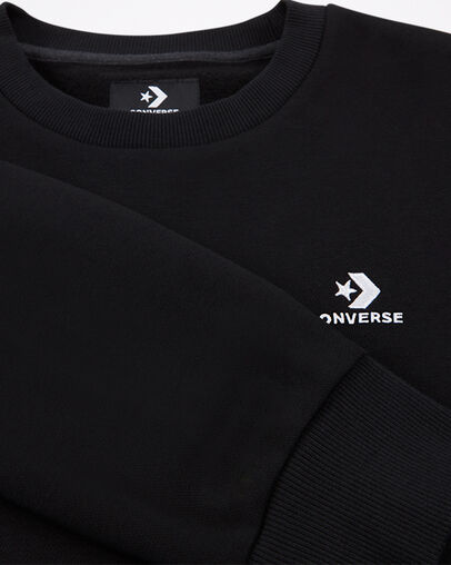 Embroidered Star Chevron Crew Neck Pullover Converse Black, Full Body View