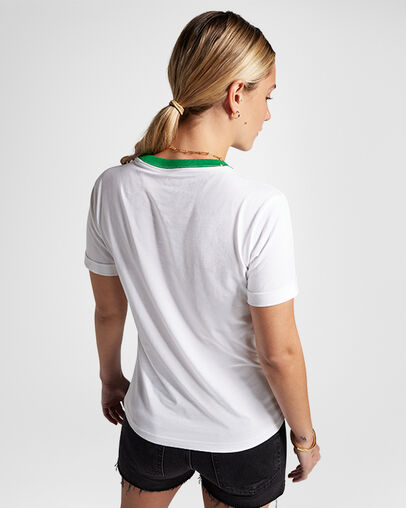 Retro Ringer T-Shirt White, Full Body View