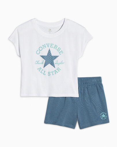 Boxy T-Shirt and Shorts Set Azul lago, Front View