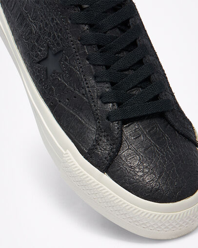 Converse CONS Croc Emboss One Star Pro Noir/Aigrette/Miel gomme, Detail Angle View