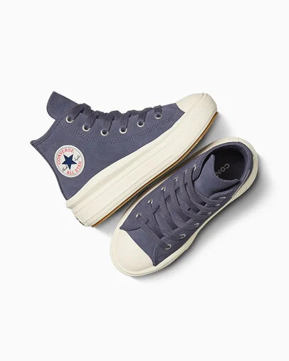 Chuck Taylor All Star Move Platform Suede Lavender Ash/Egret, Angled View