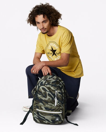 Patterned Straight Edge Backpack Field Surplus Camo, Back View