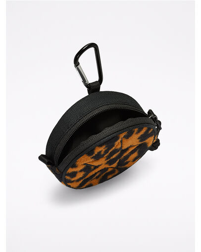 Leopard Fleece Circle Utility Pouch Leopard Fur/Converse Black