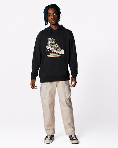 Sudadera con capucha Paint Drip Graphic Pullover Negro Converse, Full Body View