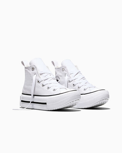 Chuck Taylor All Star Lift Double Stack Platform White/Black/Egret, Top and Side View