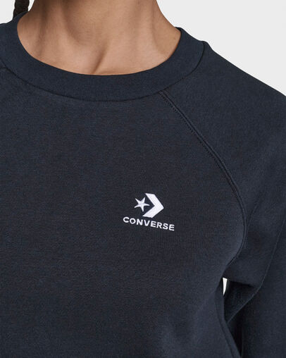 Star Chevron Cropped Crew Neck Black