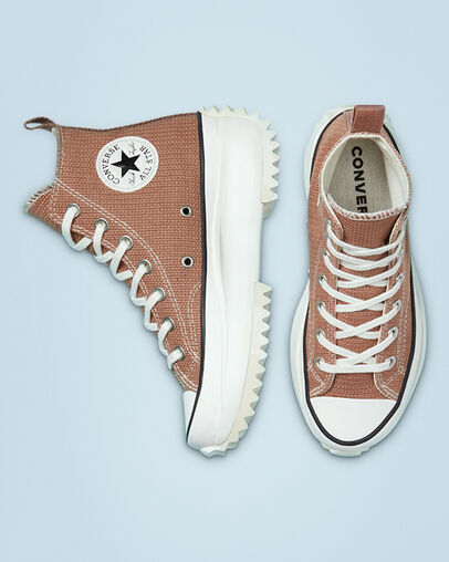 Run Star Hike Platform Tonal Marble Rose Taupe/White/Egret, Top and Side View