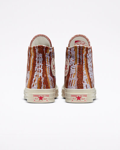 Chuck 70 Crafted Jacquard Dark Terracotta/Soft Red, Heel View